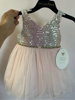 American Princess Blush Sequin Tulle Party Dress